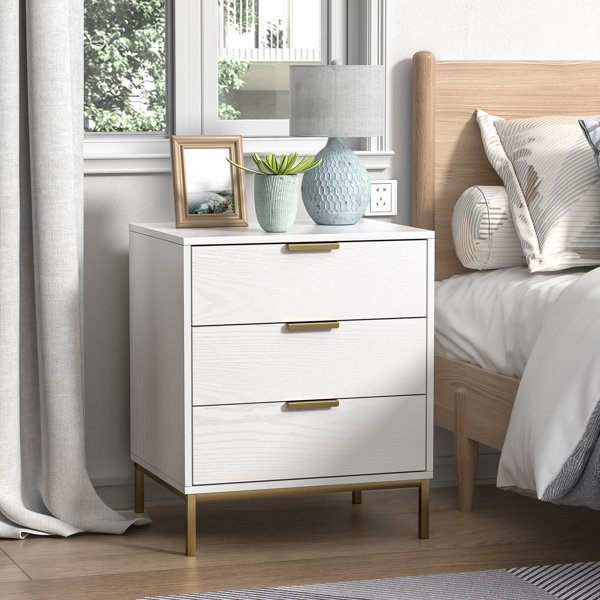 Mercer41 White 3 Drawer Nightstand &amp; Reviews | Wayfair